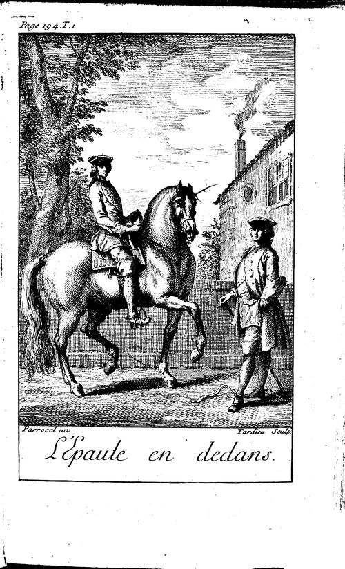 
					François Robichon de La Guérinière, Ecole de cavalerie, 1736 (BmL, 342766) 
				