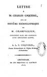 Lettre à Mr. Charles Coquerel, sur le systême hyéroglyphique de Mr. Champollion, considéré dans ses (...)