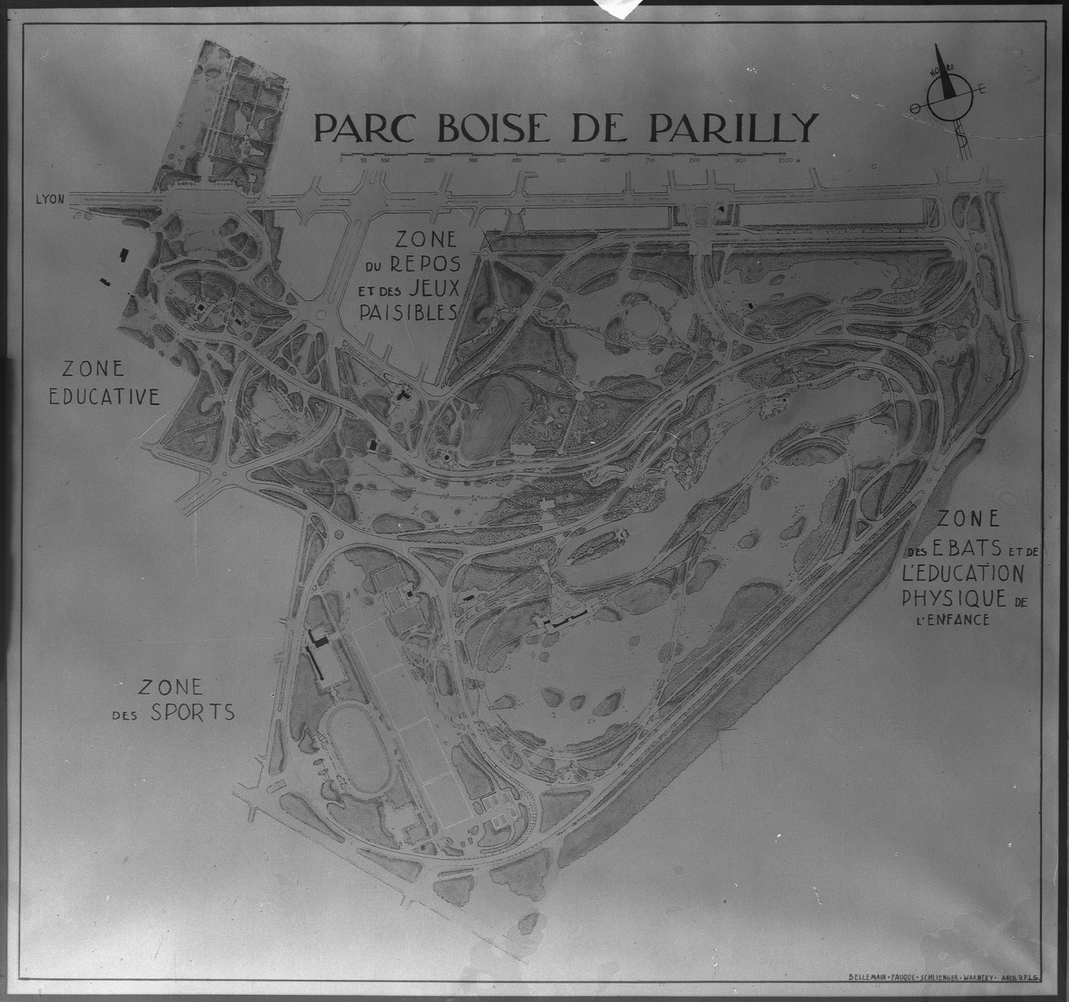 [Plan du parc boisé de Parilly sur les communes de Bron et Vénissieux]