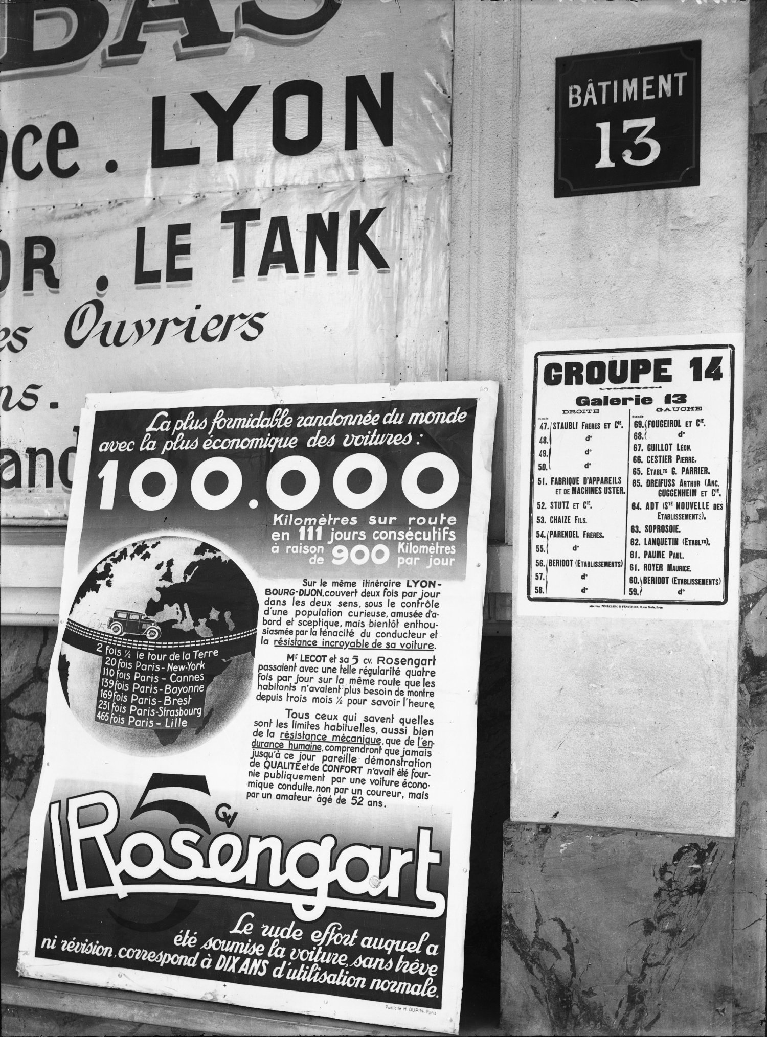 [Foire internationale de Lyon (1931) : publicité pour les automobiles Rosengart]