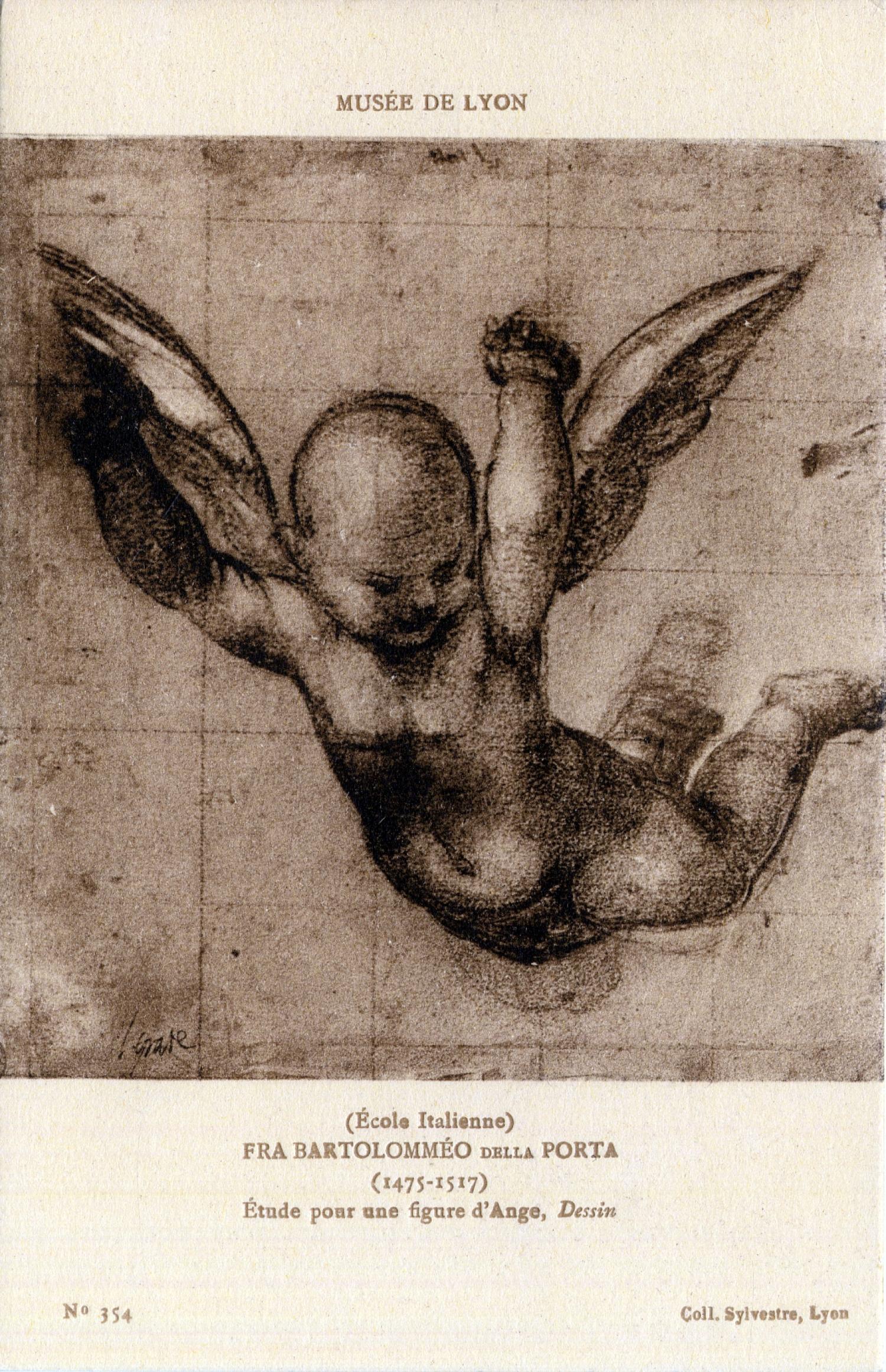 Musée de Lyon : (école Italienne) ; Fra Bartolomméo Della Porta (1475-1517), Étude pour une figure d'Ange, Dessin.