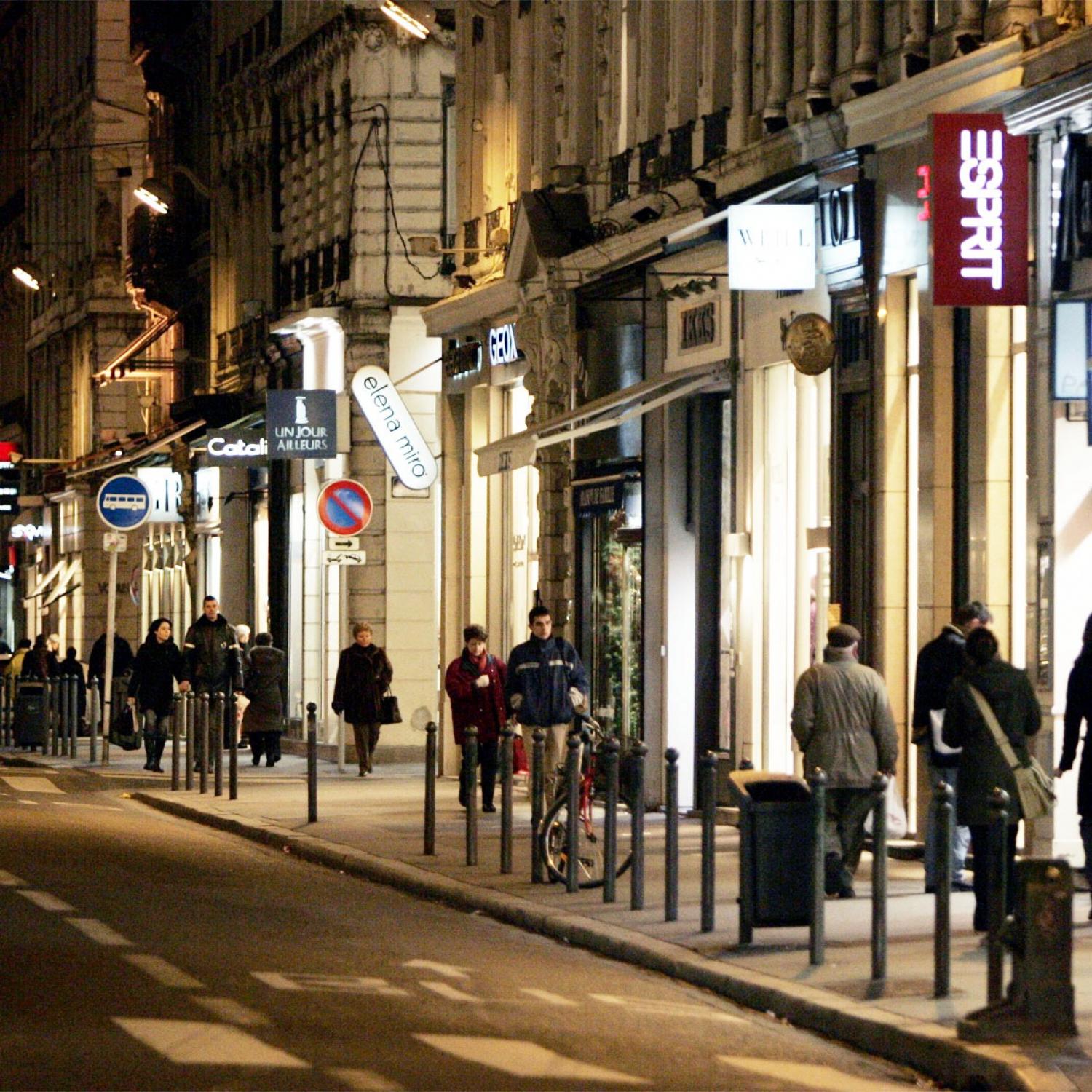 [Les commerces de la presqu'île de Lyon en hiver]