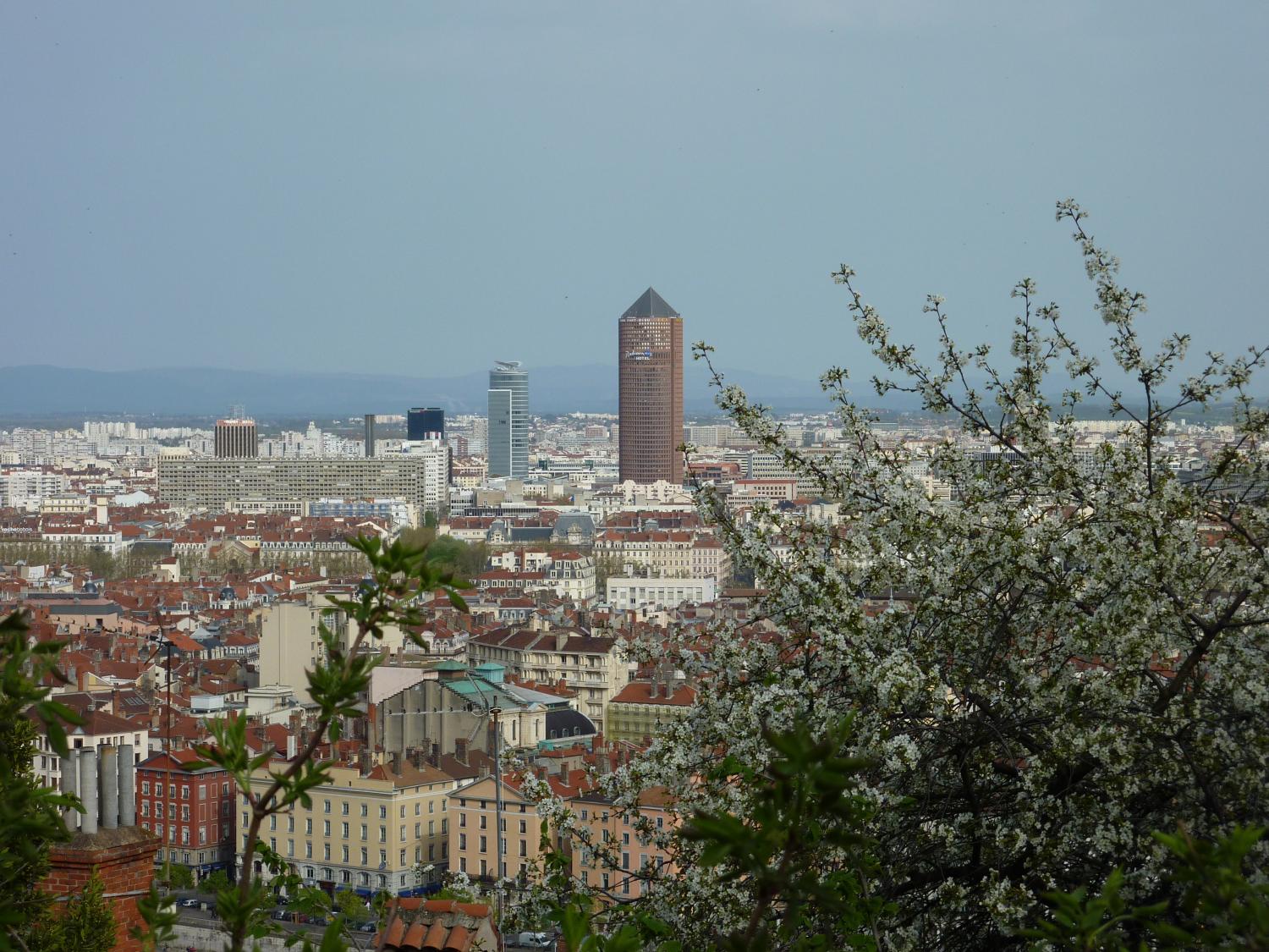 Vue de Lyon en direction de la Part-Dieu