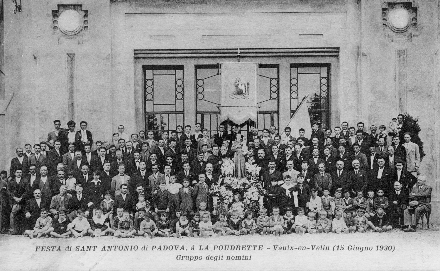 Festa di Sant Antonio di Padova, à la Poudrette - Vaulx-en-Velin (15  Giugno 1930). Gruppo degli nomini