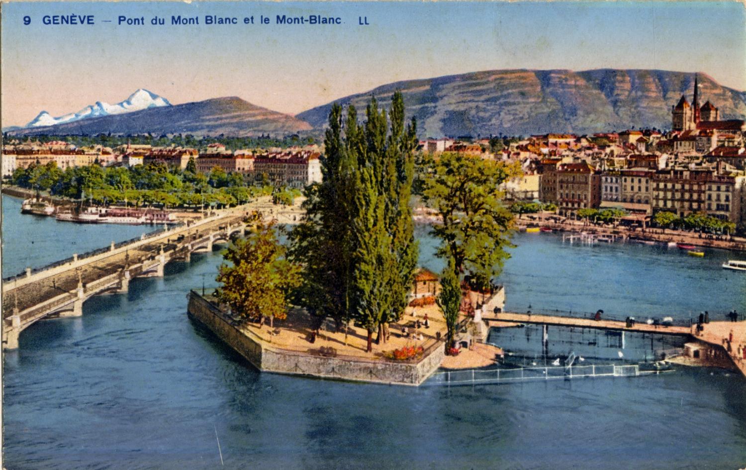 Genève - Pont du Mont Blanc et le Mont-Blanc.