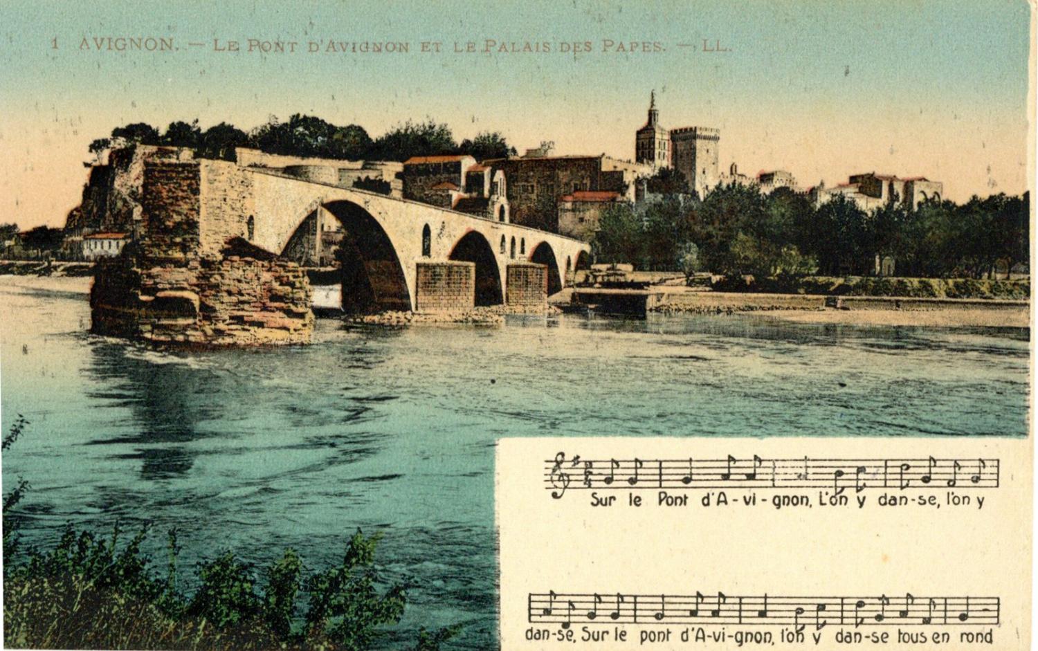 Avignon - Le Pont d'Avignon et le Palais des Papes.