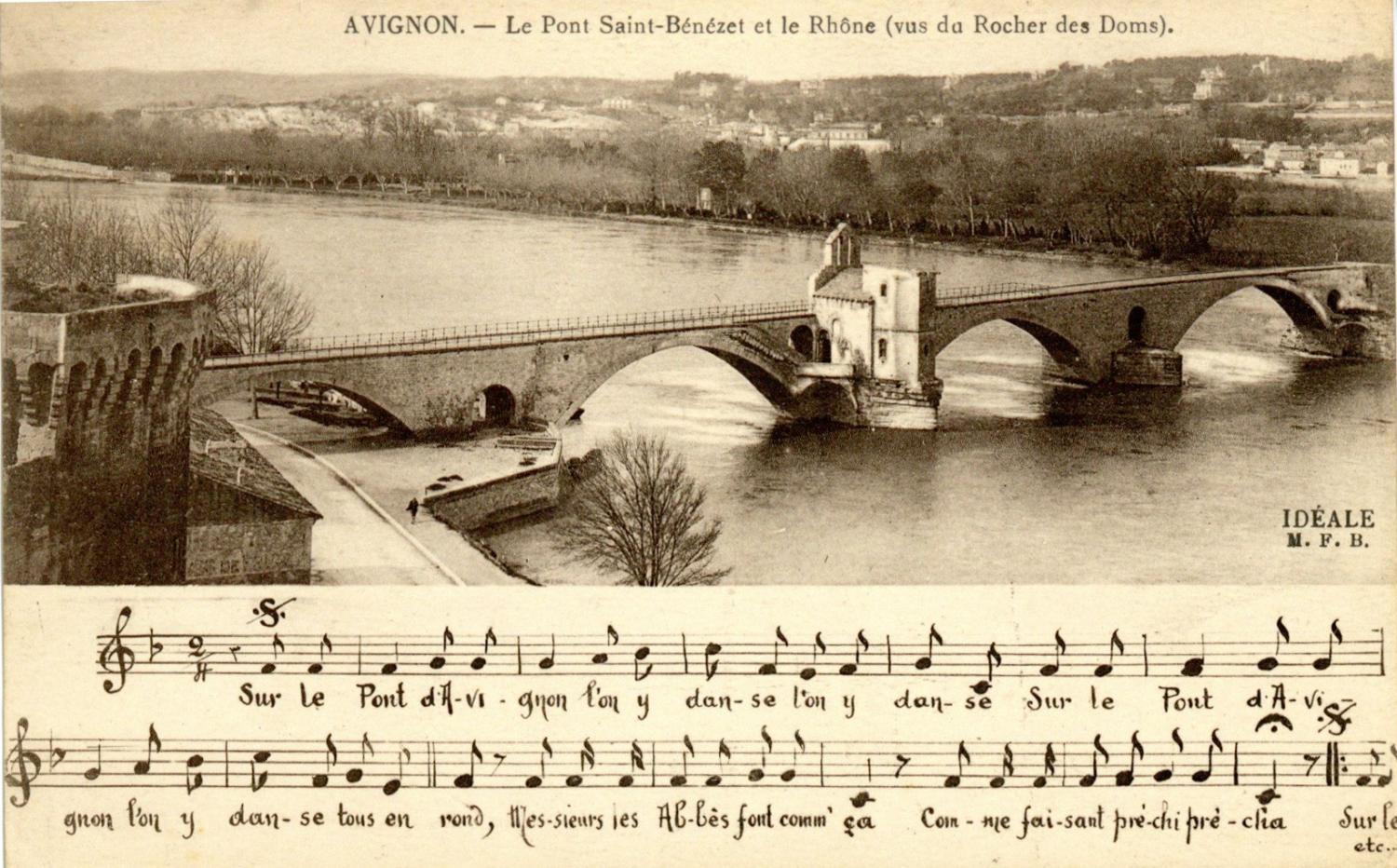 Avignon - Le Pont St-Bénézet et le Rhône (vus du Rocher des Doms).