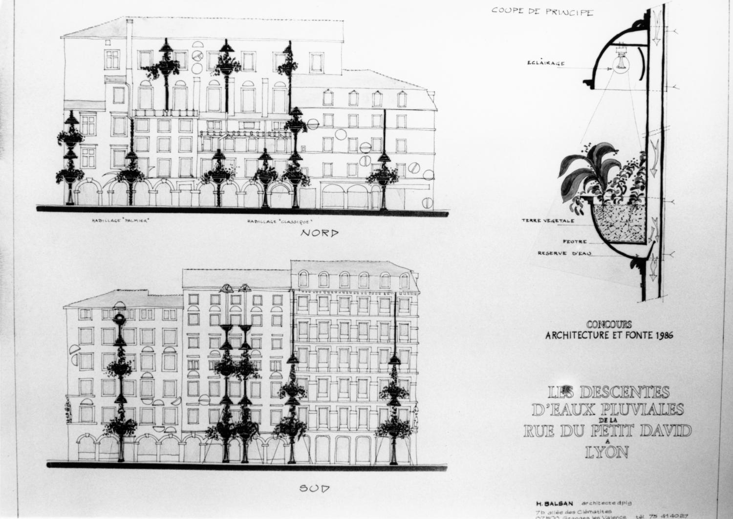 [Concours "Architecture et fonte" (1986). Les descentes d'eaux pluviales de la rue du Petit-David]