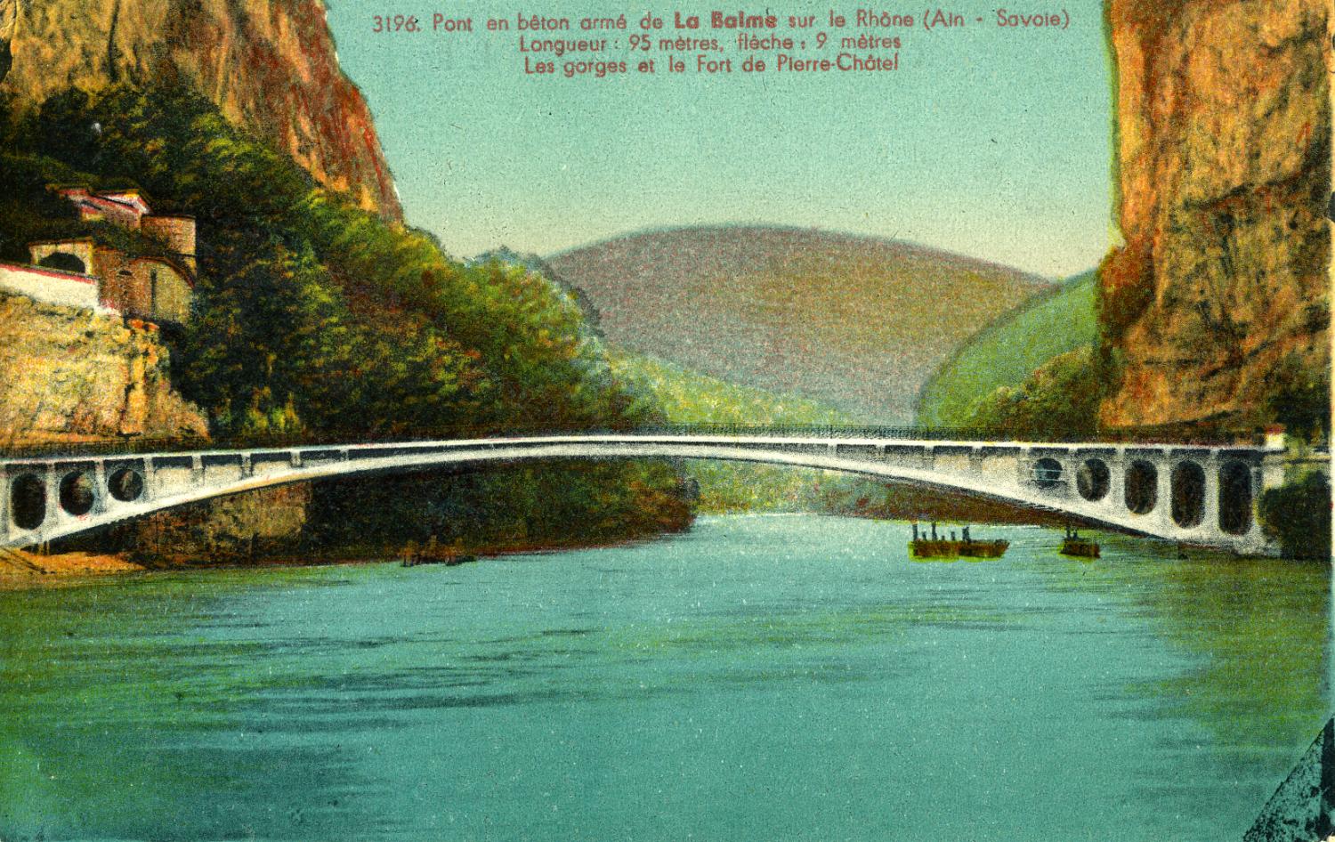 Pont en bêton armé de La Balme sur le Rhône (Ain - Savoie).