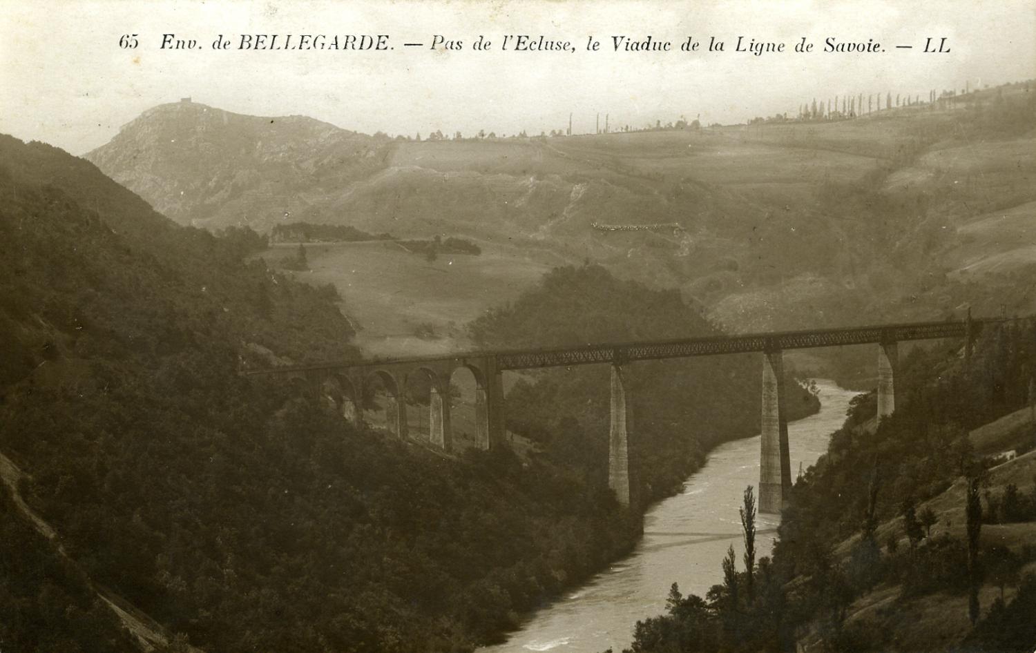 Env. de Bellegarde. - Pas de l'Ecluse, le Viaduc de la Ligne de Savoie.