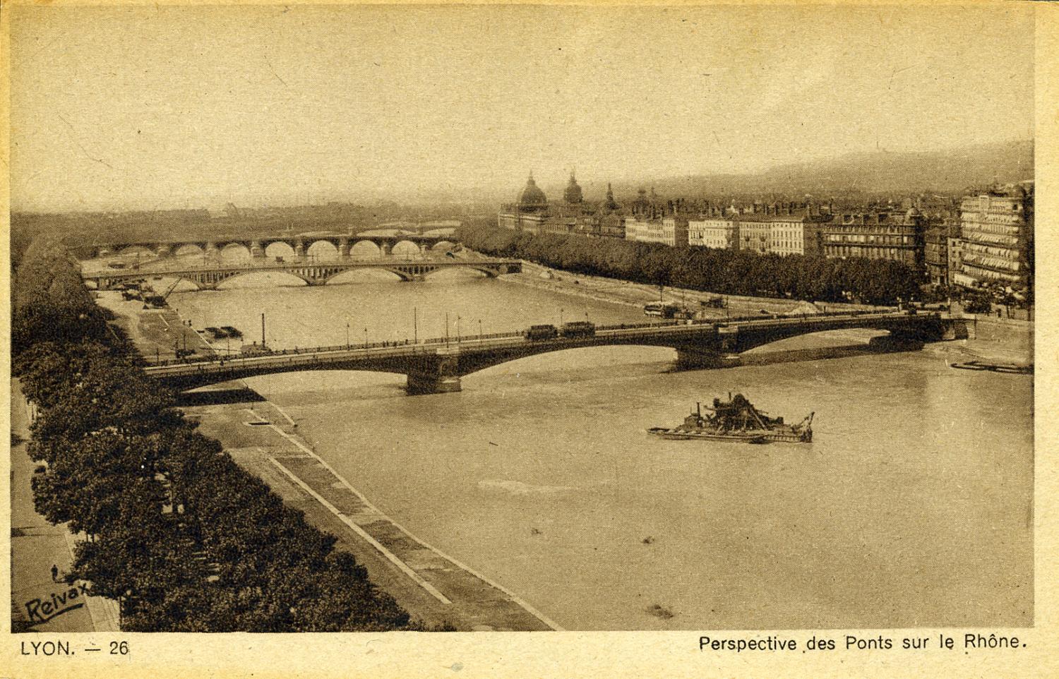 Lyon. - Perspective des Ponts sur le Rhône