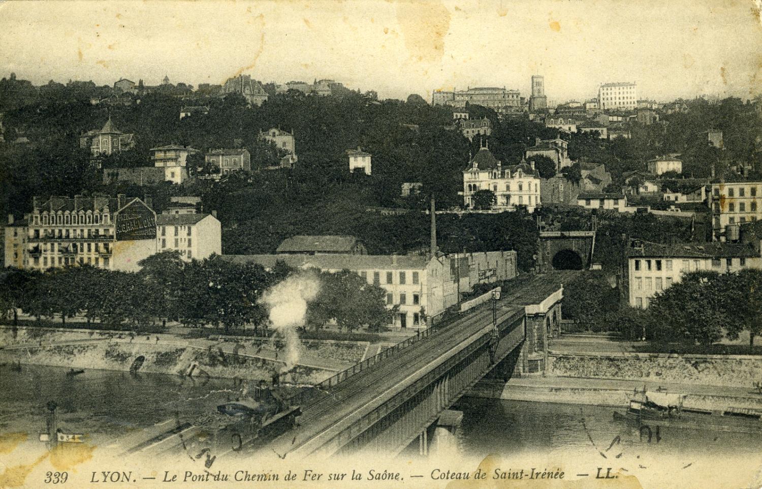 LYON. - Le Pont du Chemin de Fer sur la Saône. - Coteau de Saint-Irénée