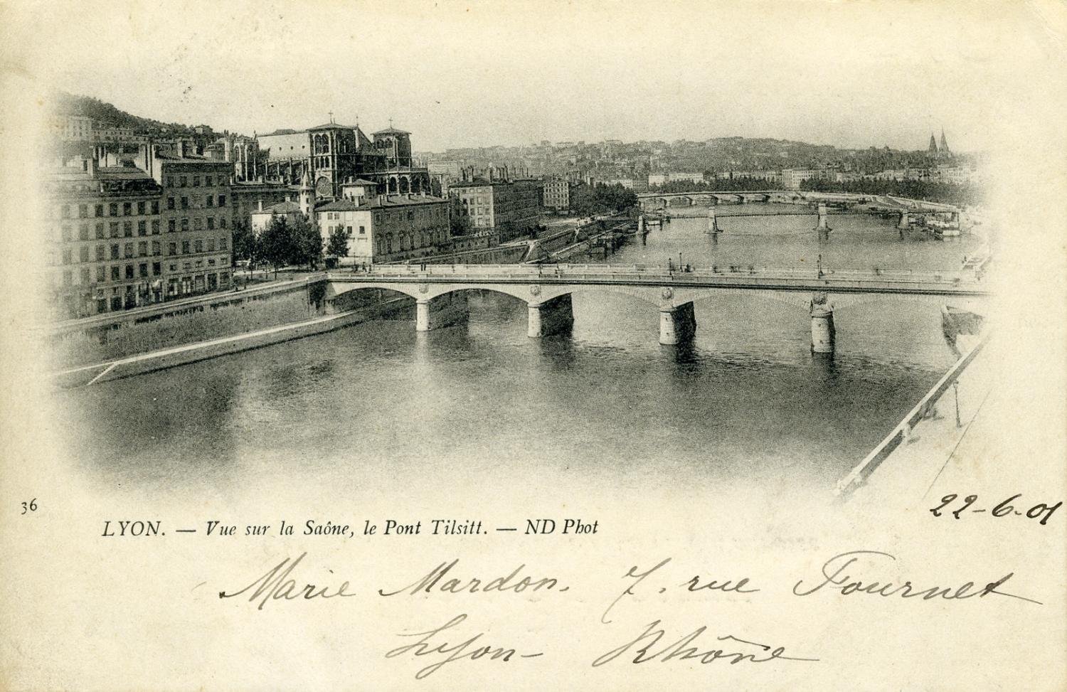 Lyon. - Vue sur la Saône, le Pont Tilsitt.