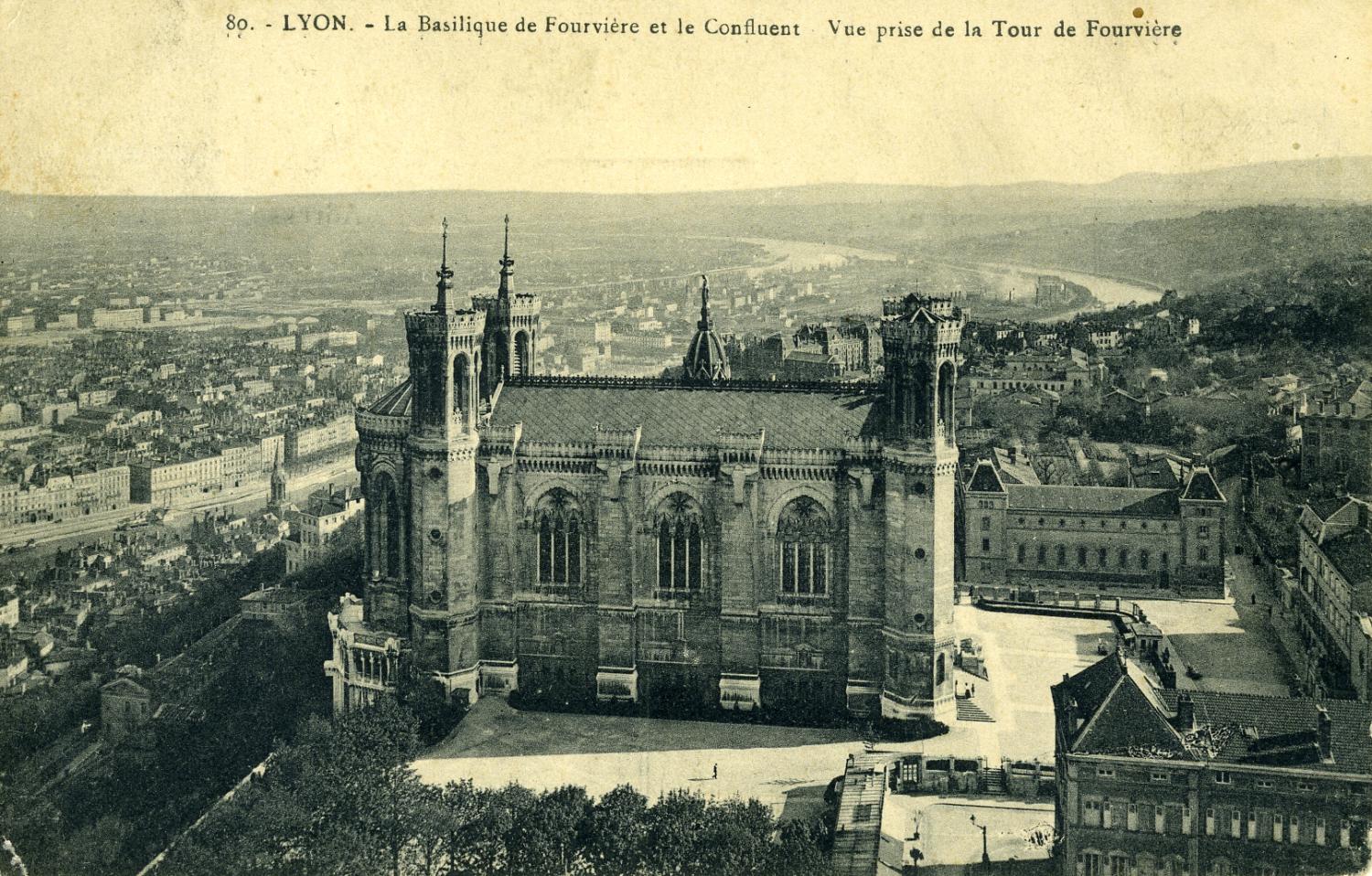 Lyon. - La Basilique de Fourvière et le Confluent