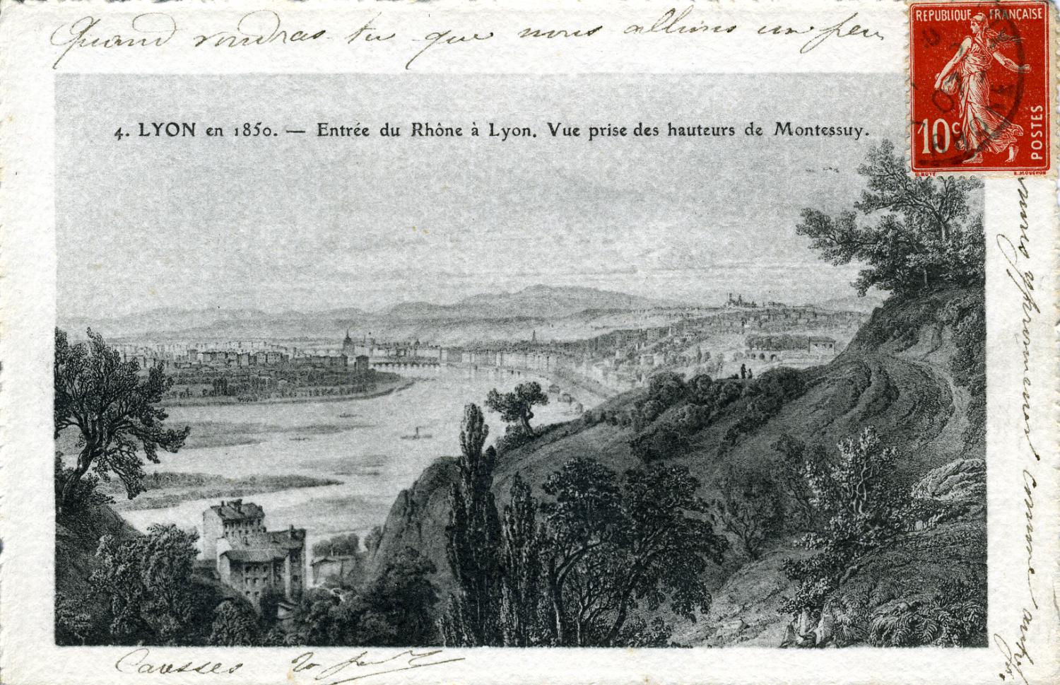 Lyon en 1850. Entrée du Rhône à Lyon.