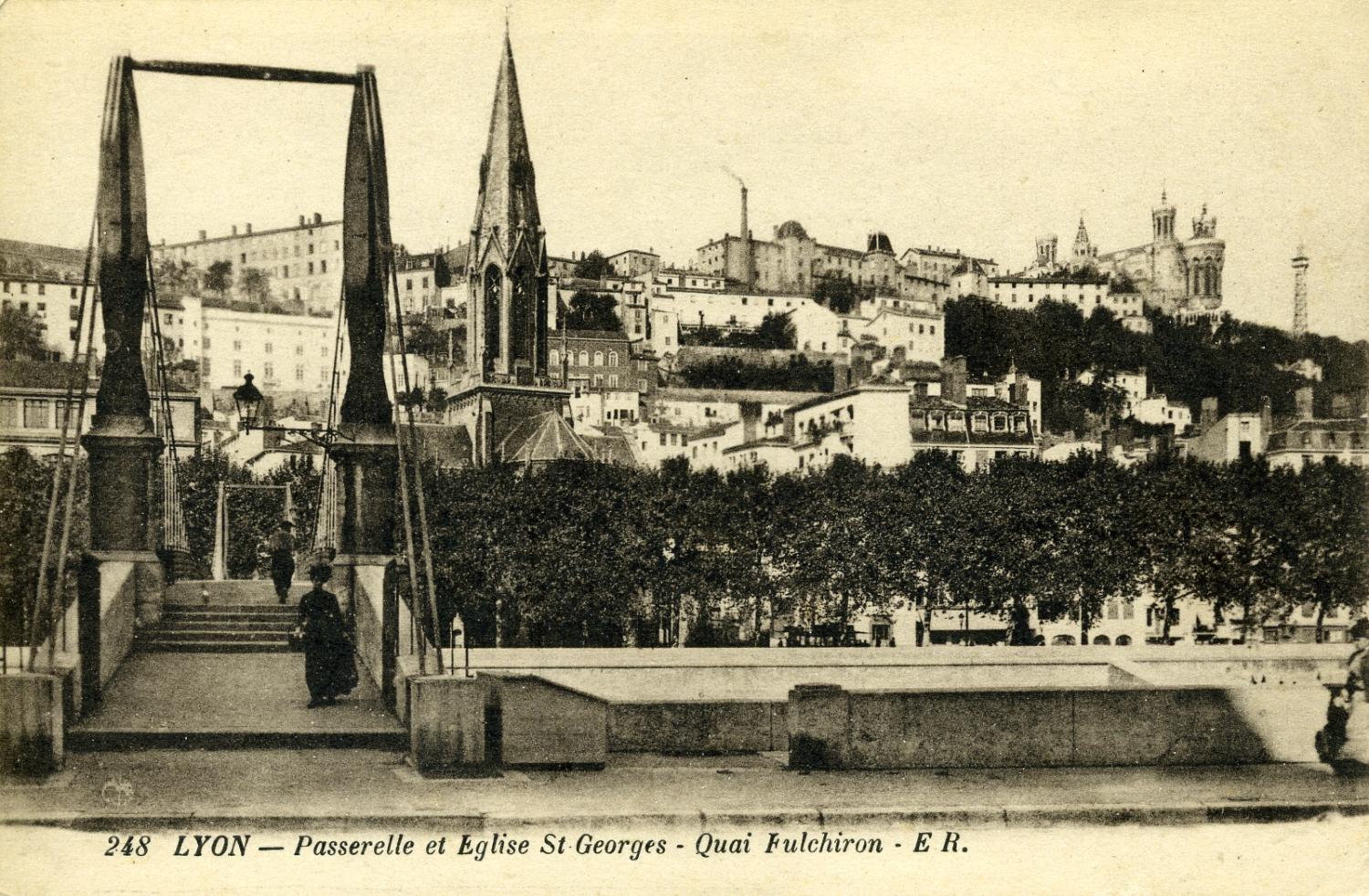 Lyon. - Passerelle et Eglise Saint-Georges - Quai Fulchiron