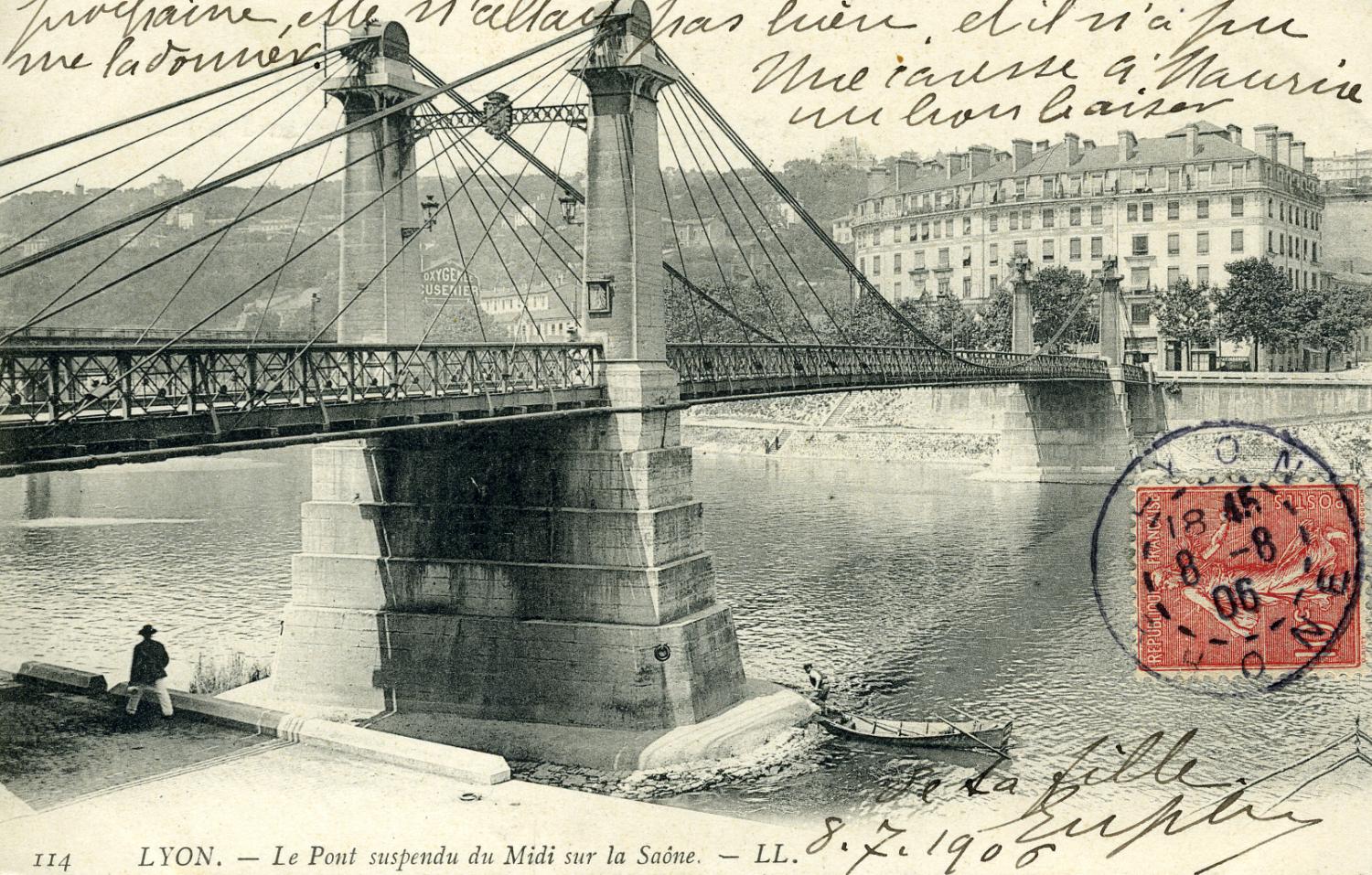 Lyon. - Le Pont suspendu du Midi sur la Saône.