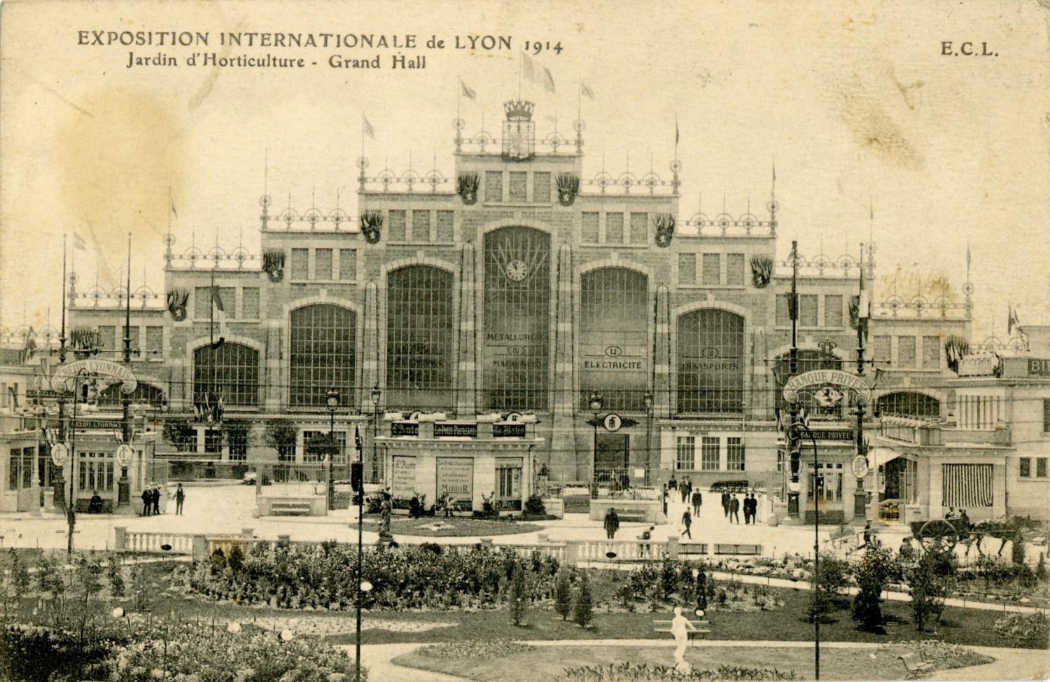 Exposition internationale de Lyon 1914 ; Jardin d'Horticulture ; Grand Hall.