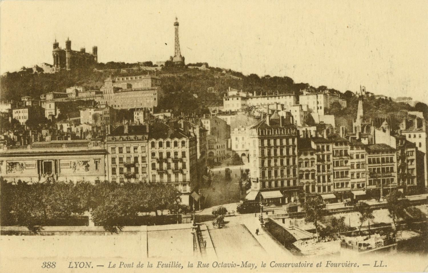 Lyon : Le Pont de la Feuillée ; la Rue Octavio-May ; le Conservatoire de Fourvière.