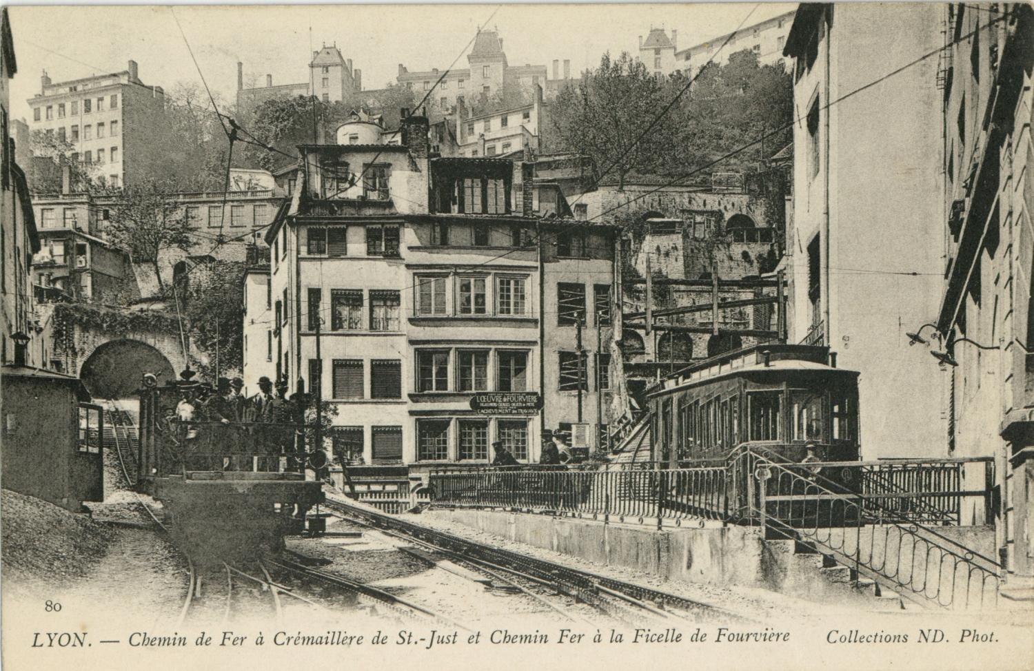 Lyon. - Chemin de Fer à Crémaillère de St-Just et chemin de fer à la Ficelle de Fourvière