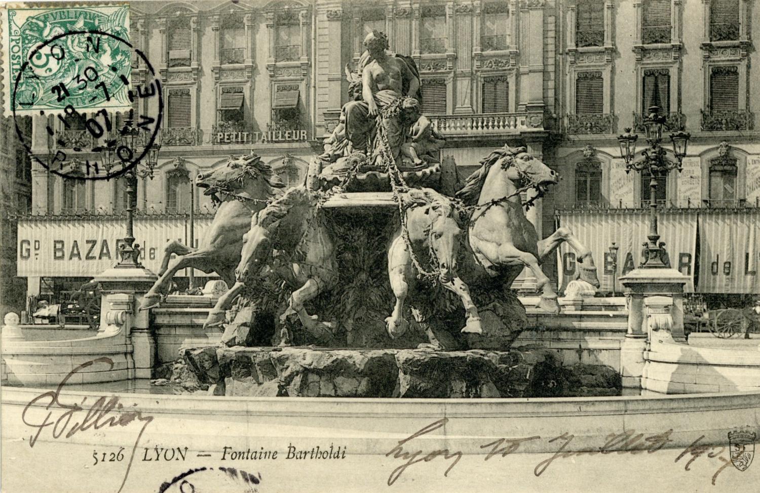 Lyon : La Fontaine Bartholdi.