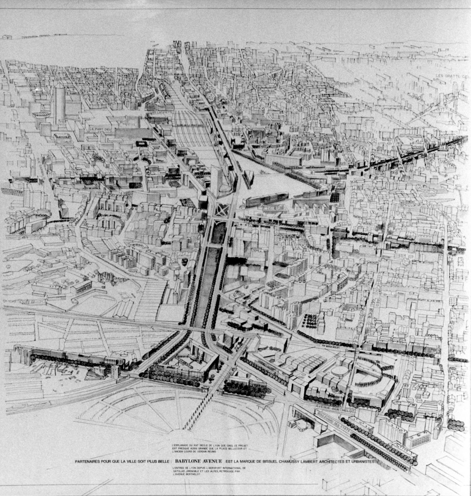 [1er Symposium "Partners for Livable Places" (1987). Projet pour l'entrée de Lyon (Babylone Avenue)]