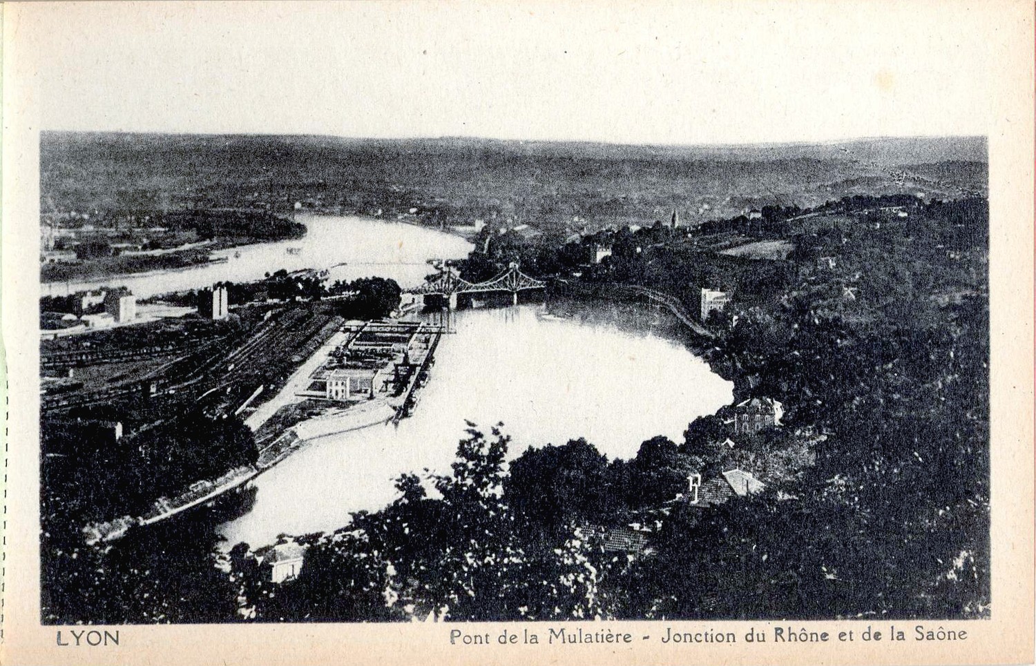 Lyon : Pont de la Mulatière ; Jonction du Rhône et de la Saône