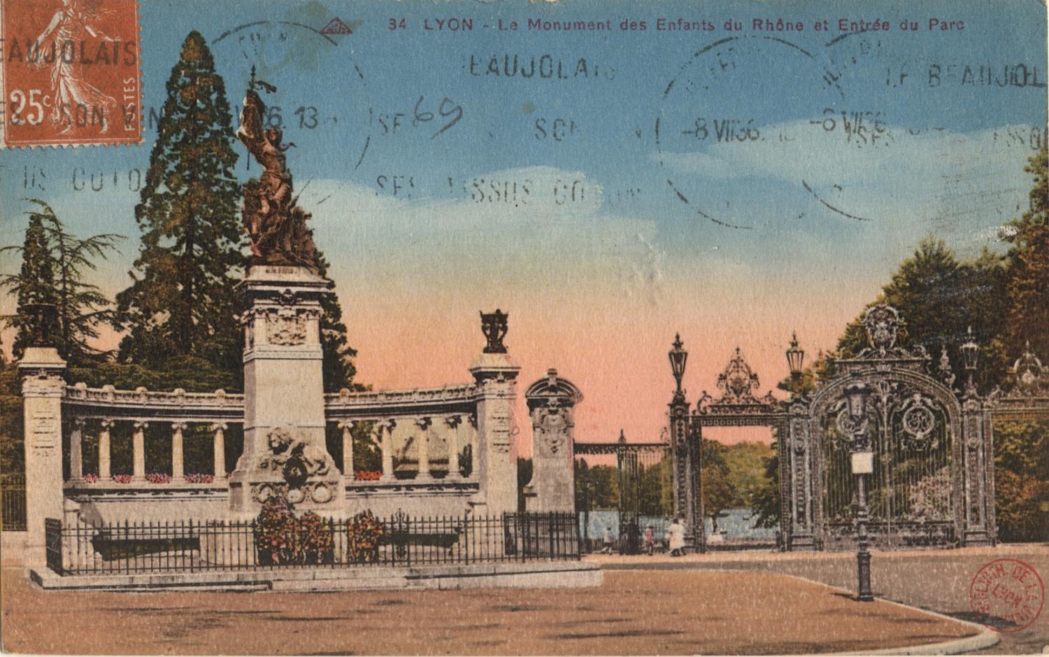 Lyon : Le Monument des Enfants du Rhône et Entrée du Parc