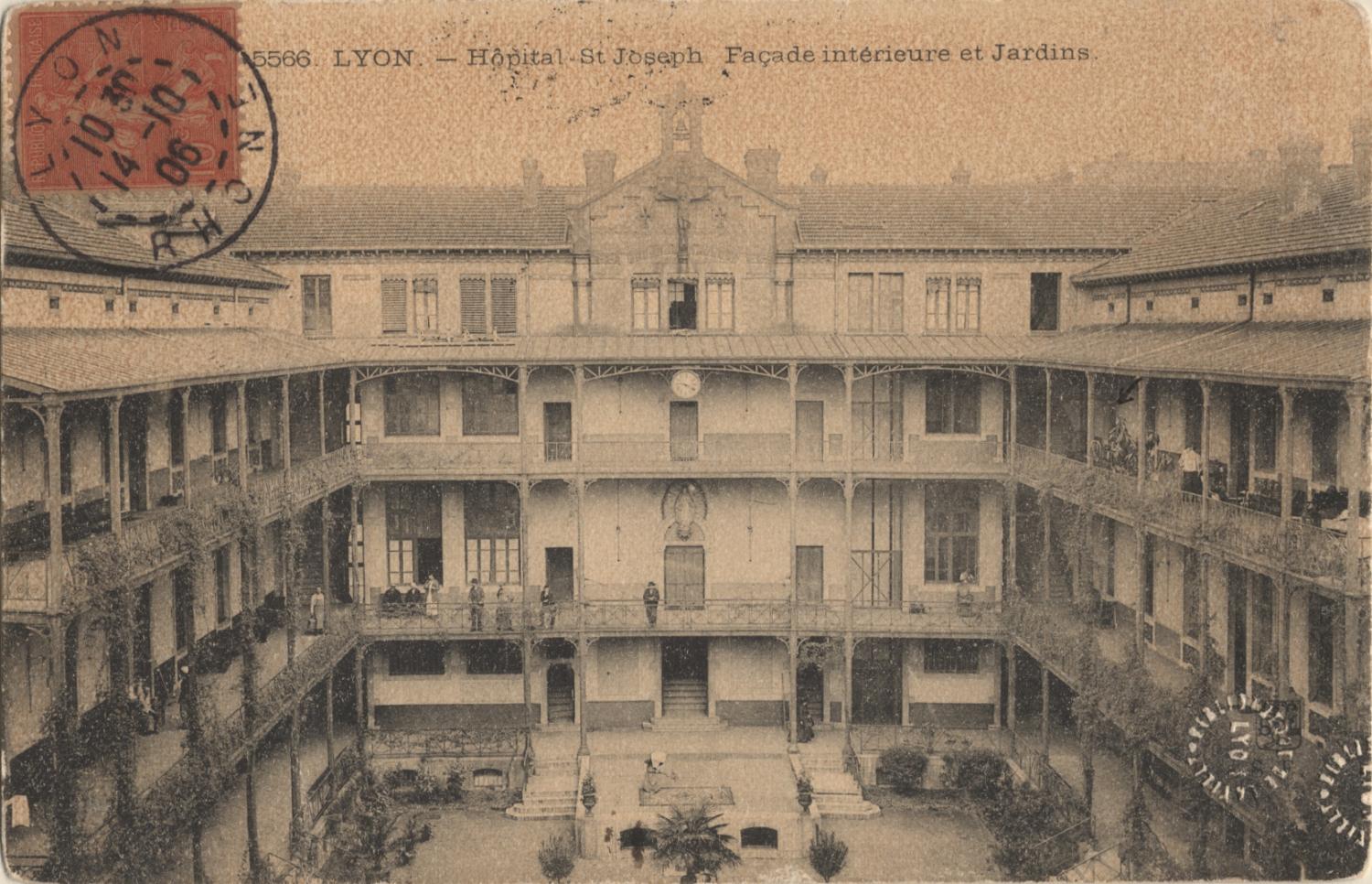 Lyon : Hôpital St-Joseph ; Façade intérieure et Jardins.