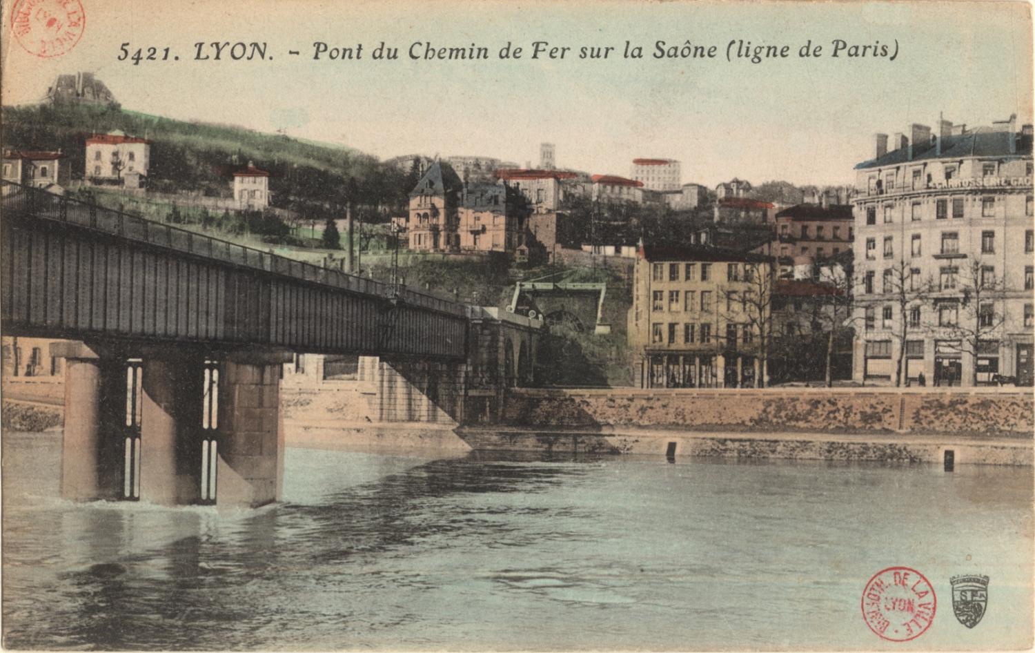 Lyon : Pont du Chemin de Fer sur la Saône (ligne de Paris)