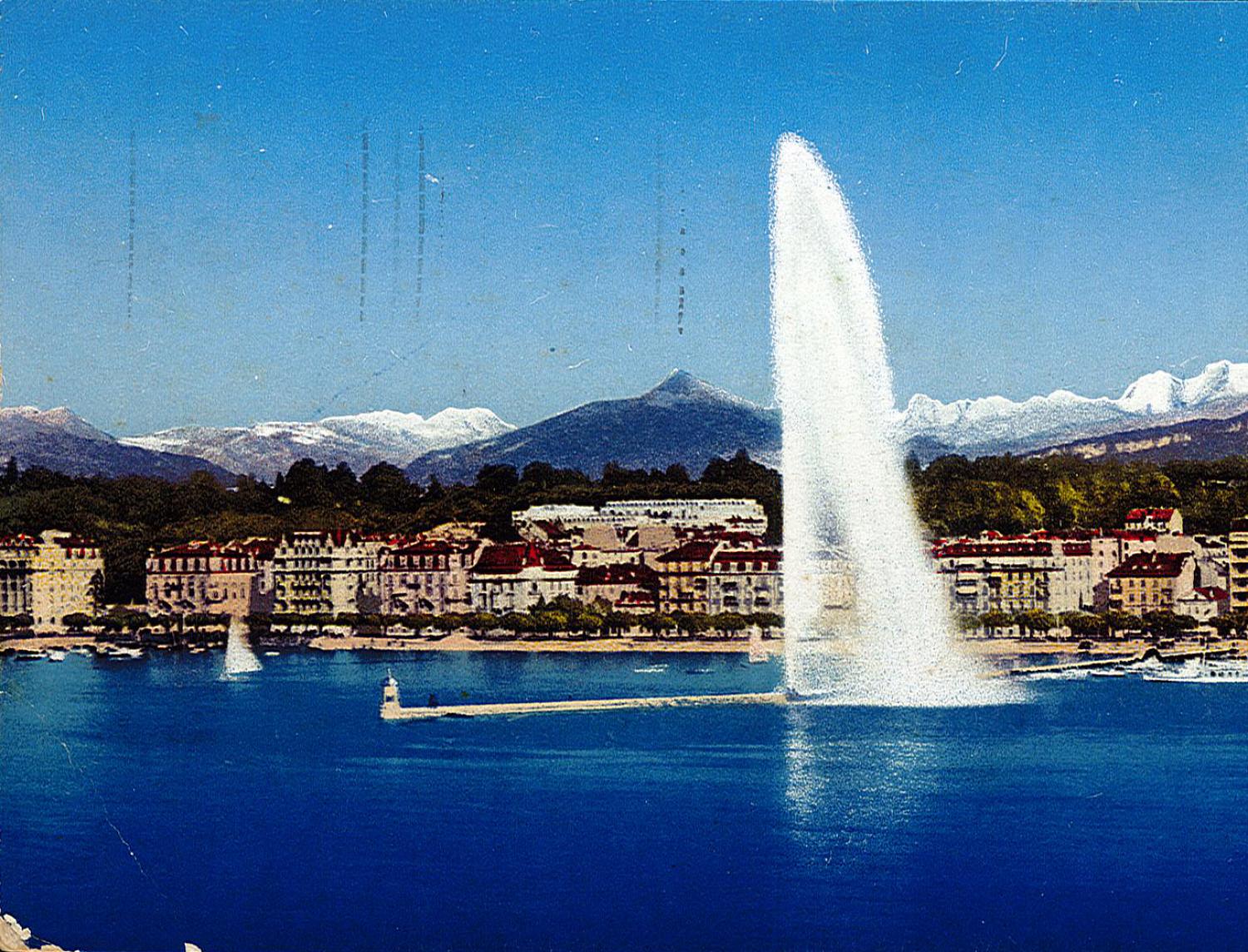 Genève - Jet d'eau (90 m.) et le Mont Blanc