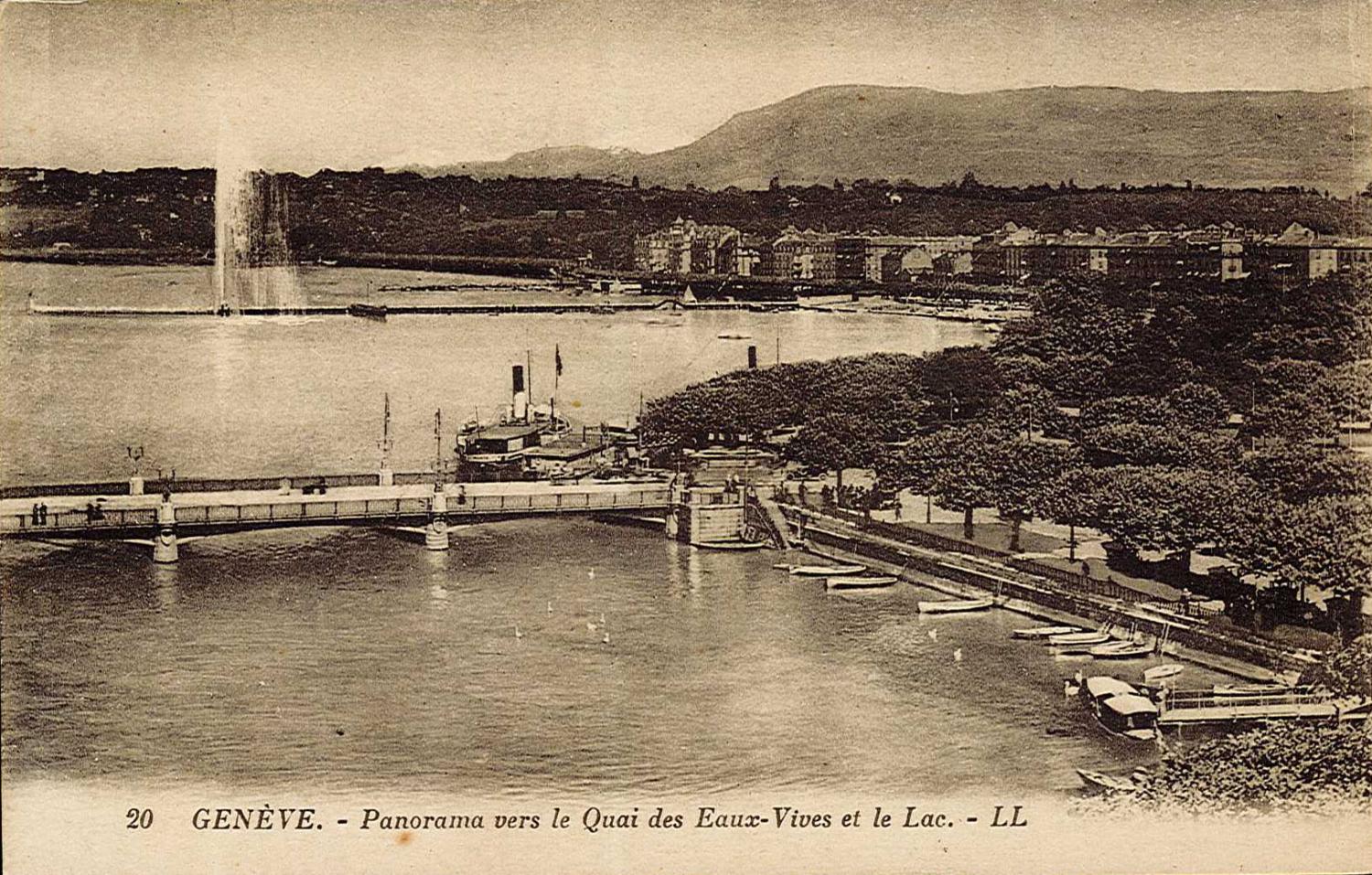 Genève - Panorama vers le Quai des Eaux-Vives et le Lac