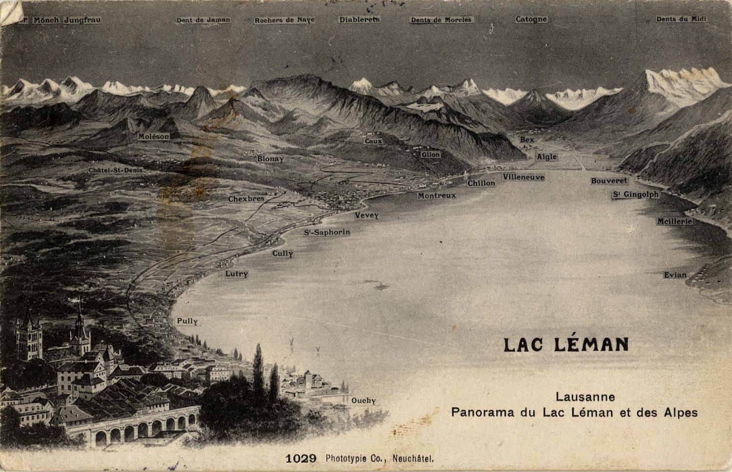 Lausanne - Panorama du Lac Léman et des Alpes