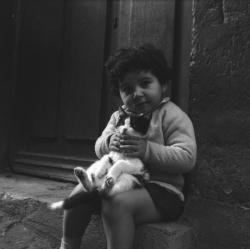 [Une petite fille avec son chat]