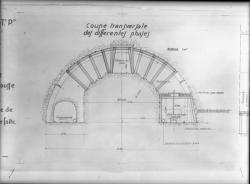 [La Construction du tunnel de la Croix-Rousse, phases d'exécution : dessin en coupe transversale]