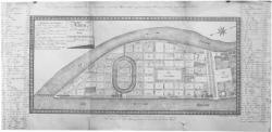[Plan de distribution de la Presqu'île de Perrache, fait à Lyon, le 4 avril 1828]