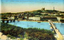 Lyon. - Pont du Palais de Justice. - le pont Tilsitt et le coteau de Fourvière