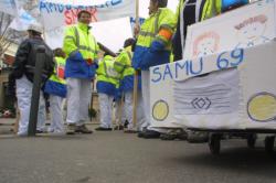 [Manifestation des ambulanciers du Samu à Lyon]