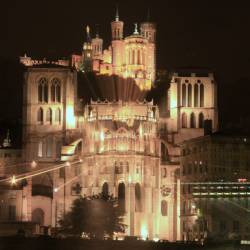 Cathédrale Saint-Jean et basilique de Fourvière, la nuit