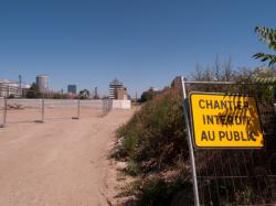 Chantier de prolongement de la rue Mouton-Duvernet et de la T4 vu depuis l'avenue Félix-Faure