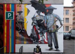 Ilot d'Amaranthes : mur peint par Eduardo Kobra sur le thème de l'immigration