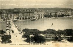 Genève. - Perspective du Pont du Mont-Blanc et le Jura