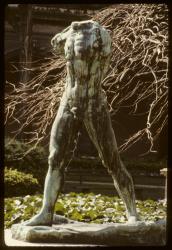 [Jardin du Palais Saint-Pierre : "L'homme qui marche", de Rodin]