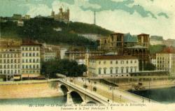 Lyon. - Le Pont Tilsitt, la Cathédrale St-Jean, l'Avenue de la Bibliothèque, Fourvière et la Tour Métallique