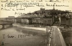 Lyon. - Le Pont de La Feuillée, le quai de Bondy, le Conservatoire et le coteau de Fourvière