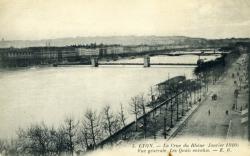 Lyon. - La crue du Rhône (janvier 1910). - Vue générale. - Les Quais envahis