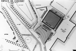 [Plans et dessins pour l'Espace de concert de l'agglomération lyonnaise, dit Zénith de Chassieu (Curtelin et Ricard, architectes)]