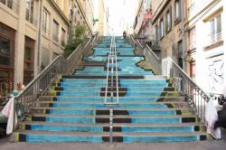 Escaliers peints, rue Pouteau, Lyon 1er, Rhône