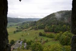 Vue depuis le château d'Anjony, Tournemire, Cantal, Auvergne