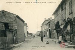 Morancé (Rhône). - Rue de la Poste et route de Villefranche